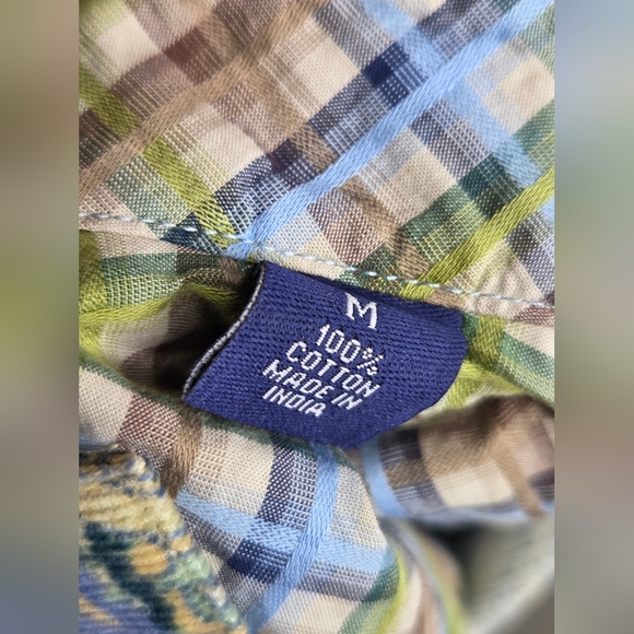 Robert Graham Size M Blue and Cream  Cotton Corduroy Fabric - Picture 13 of 13